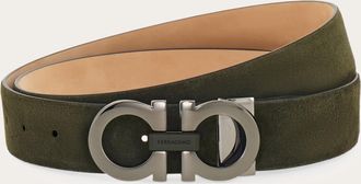 Ferragamo Men Adjustable Gancini belt Green