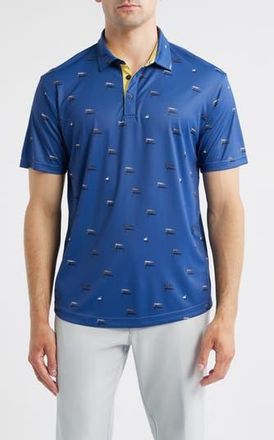 Swannies Pier Swimmer Print Performance Golf Polo in Navy at Nordstrom Rack, Size Xxx-Large