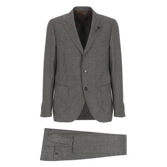 Lardini Single Breasted Suits, male, Gray, Size: XL Wool Suit
