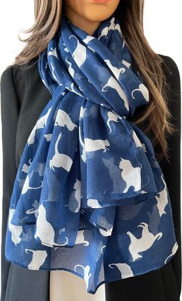 The Accessory Co. Cat Print Womens Scarf - Lightweight Cotton Shawl Wrap, Fun Cat Design, Ideal for Spring, Summer, Autumn & Winter - Perfect for Birthdays, Mothers Day