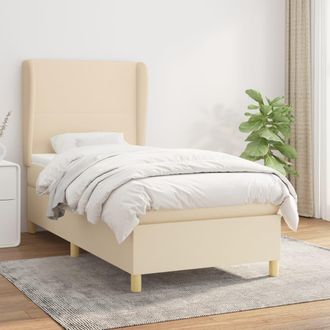 vidaXL Vidaxl - Cama Box Spring Con Colch&oacute;n Tela Color Crema 90x190 Cm