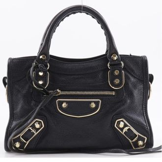 Balenciaga City Classic Metallic Edge Leather Black Leather Handbag (Pre-Owned)