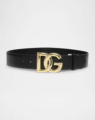 Dolce & Gabbana DG Logo Buckle Leather Belt