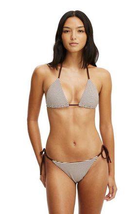 Cotton On Womens String Tie Side Brazilian Bikini Bottom in Terry Stripe Brown at Nordstrom, Size X-Small