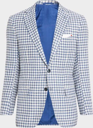 Kiton Men & apos;s Cashmere, Wool and Silk Woven Plaid Sport Coat