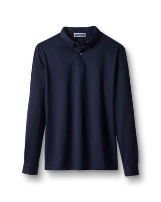 CHARLES TYRWHITT Long Sleeve Performance Jersey Cotton Polo - Navy Size Large by Charles Tyrwhitt