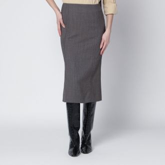 Maison Margiela Brown and beige patterned wool midi skirt