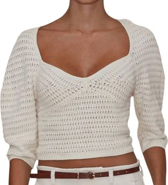 LE JEAN Linen Crochet Top In Sand