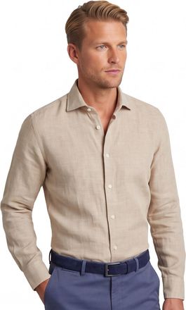 Seidensticker Linnen overhemd beige Seidensticker Slim Fit effen