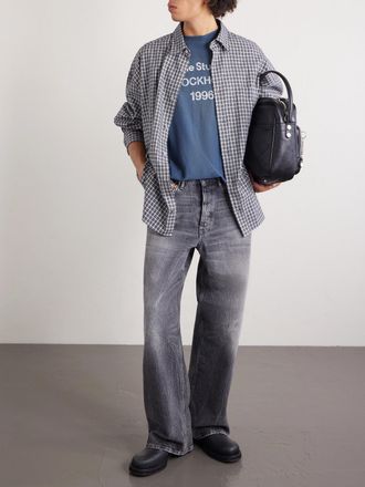 Acne Studios Edden U 1996 Logo-Print Distressed Cotton and Hemp-Blend T-Shirt