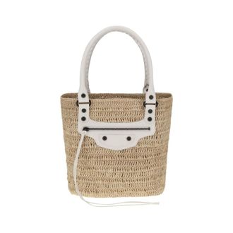 Balenciaga Le City Small Straw Shoulder Bag