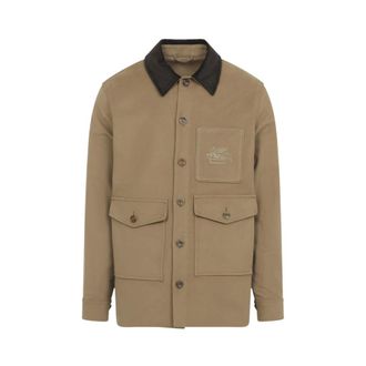 Etro Beige Embroidered Logo Jacket