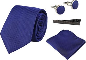 PAUL ANDREW Satin Silk Textured Tie Pocket Square Cuff Links