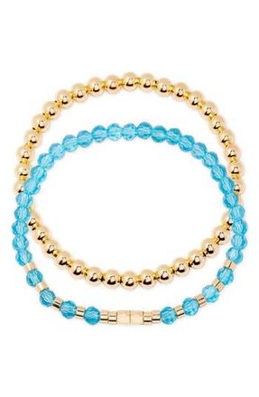 Brook & York Makenna Set of 2 Birthstone Beaded Stretch Bracelets in Gold at Nordstrom Rack