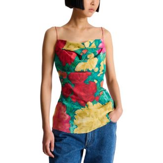 Balmain Printed crepe de Chine top with thin straps in Multicolor at Nordstrom, Size 36 Eu
