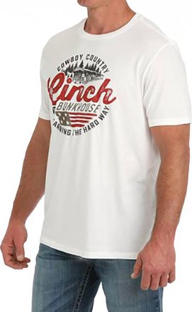 Cinch Mens Blended Logo Short Sleeve Tee In White