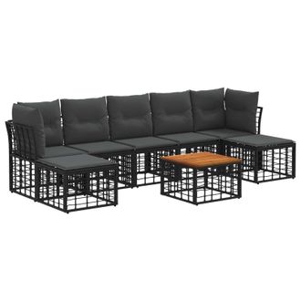 vidaXL Conjunto De Sof&aacute;s De Exterior 8 Pcs Negro Y Gris Oscuro Vidaxl