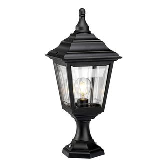Netlighting Kerry 1 Light Outdoor Coastal Pedestal Light Black IP44 E27