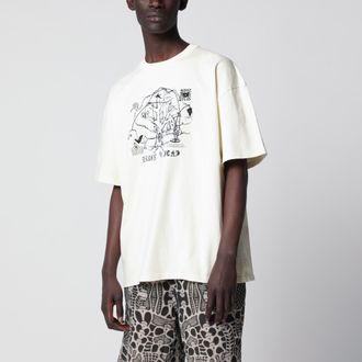 Brain Dead T-shirt avorio con stampa logo