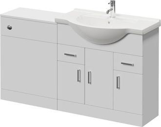 Alexander James Alexander James Cento Gloss White 1450mm 3 Door Vanity Unit Toilet Suite - 1450mm - Chrome 96mm James HandleWithout James Toilet Pan