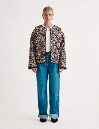 Nobody's Child Leopard Print Quilted Jacket