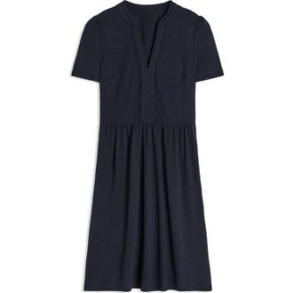 Boden Naomi Picot Trim Cotton Blend Jersey Dress in Navy at Nordstrom, Size 10