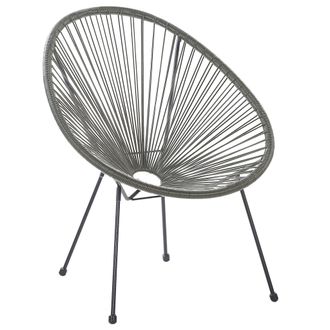 Beliani Beliani - Silla De Balc&oacute;n De Rat&aacute;n Sint&eacute;tico Gris Oscuro Resistente A La Intemperie Sala De Estar Jard&iacute;n Bistr&oacute; Moderno Acapulco Ii