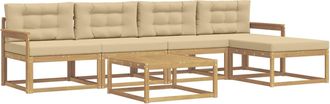 vidaXL Conjunto De Sof&aacute;s De Exterior 6 Uds. Y Beige Poli&eacute;ster Vidaxl