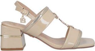 Laura Biagiotti Sandali Con Tacco Largo for Women in Beige Fabric with Buckle Fastening