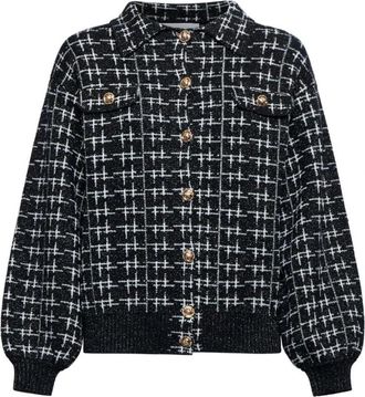 Silvian Heach Cardigan met gevlochten structuur en volumineuze mouwen - Dames - Vesten - Zwart - XL - Katoen - Truien & Vesten