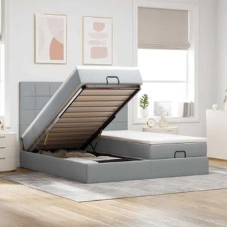 vidaXL Estructura De Cama Otomana Colchones Tela Gris Claro 180x200cm Vidaxl