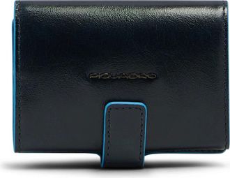 Piquadro Accessoires, unisex, Blauw, ONE Size, Leer, Modulaire Mag Safe Lederen Portemonnee met RFID-bescherming