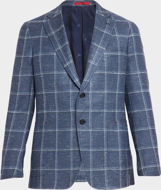 Isaia Men & apos;s Over-Check Two-Button Sport Coat