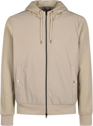 Herno Hoodies & sweatvesten, Heren, Beige, XL, Nylon, Ibrido Jersey con Nylon