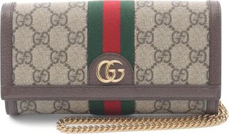 Gucci 2020s GG Supreme chain-strap clutch bag - Brown