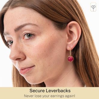 MAX + STONE 18k Gold over 925 Sterling Silver 12 Carats Round Gemstone Dangle Earrings
