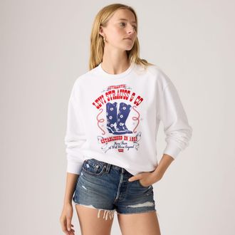 Levi's Graphic Heritage Crewneck Sweatshirt - Womens - L - White
