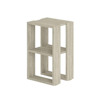 Calicosy Mesita de noche con 2 estantes, decoraci&oacute;n travertino h55 cm