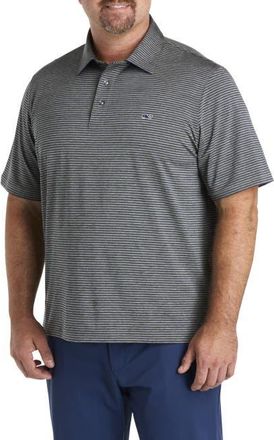 Vineyard Vines Big & Tall Striped Sankaty Performance Polo Shirt in Gray Pine Deep Bay at Nordstrom, Size Xx-Large