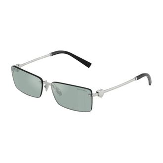 Tiffany & Co. Sunglasses, female, Gray, 60 MM, Silver Frame Light Blue Mirrored Sunglasses