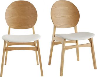 Miliboo Miliboo - Set De 2 Sillas N&oacute;rdicas De Madera Clara Y Poliuretano Blanco Elton