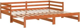 vidaXL Sof&aacute; Cama Nido Sin Colch&oacute;n Madera Maciza Marr&oacute;n Cera 90x190 Cm Vidaxl