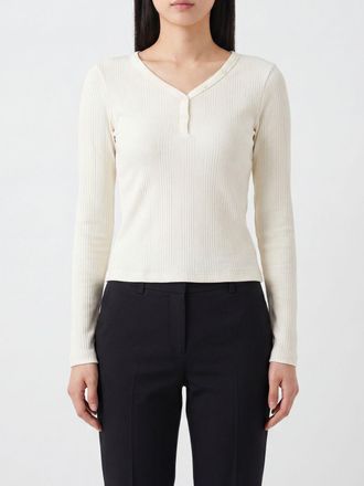 Calvin Klein Maglia in cotone stretch con scollo a V e maniche lunghe