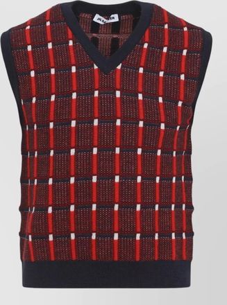 Jil Sander sleeveless wool knit vest jacquard pattern