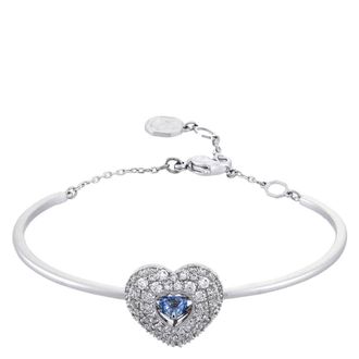 Swarovski Hyperbola Soft Bangle Heart Rhodium Shiny Blue