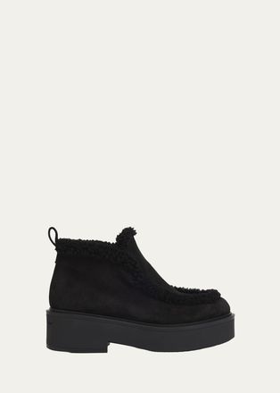 Gianvito Rossi Suede Shearling-Lined Ankle Boots