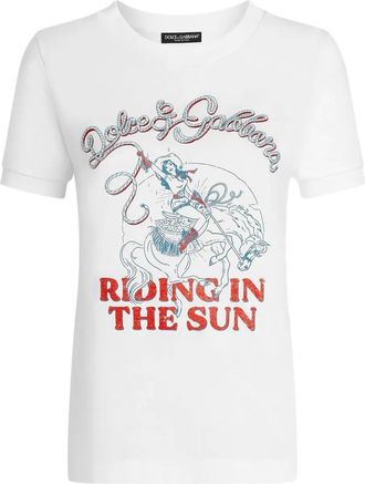 Dolce & Gabbana print-detail T-shirt - women - Cotton - 44 - White