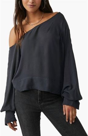 Free People Justina One Shoulder Blouse In Metal