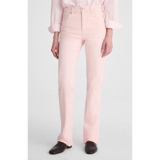 Madewell The Longline Garment Dyed High Waist Straight Leg Jeans in Pale Pink at Nordstrom, Size 32