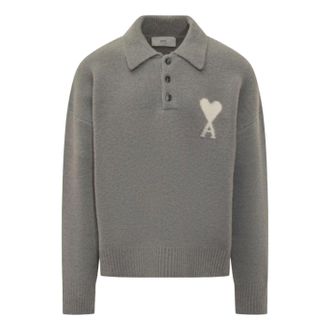 Ami Big Heart Logo Sweater Gray UPL408-KN0135-058
